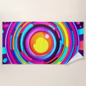 ネオン円渦パターン ビーチタオル (正面)