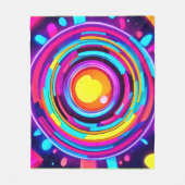 ネオン円渦パターン フリースブランケット (正面)