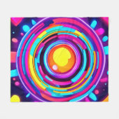 ネオン円渦パターン フリースブランケット (正面(横))