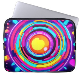 ネオン円渦パターン ラップトップスリーブ