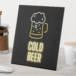 ネオン冷たいビールマグペデスタルサイン 台座サイン