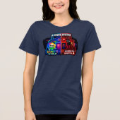 ネオン分割パネル 分断された館 トライブレンドTシャツ (正面)