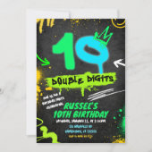 ネオン十代の落書き10二桁の誕生日 招待状 (正面)