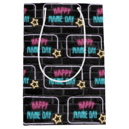 ネオン名の日の署名オンブリック ミディアムペーパーバッグ