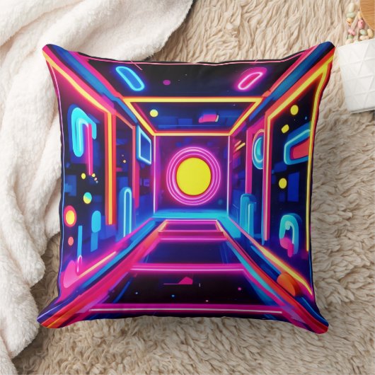 ネオン回廊：デジタルオデッセイ クッション (ブランケット)