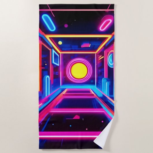 ネオン回廊：デジタルオデッセイ ビーチタオル (正面)