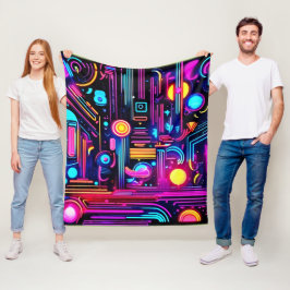 ネオン回路の夢 フリースブランケット