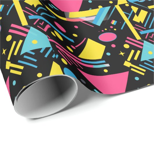 ネオン図形モダンブラストカラフル図形パターン ラッピングペーパー (ロールコーナー)