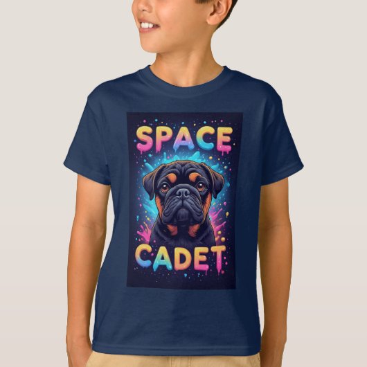 ネオン塗料がはねたかわいい犬 Tシャツ (正面)