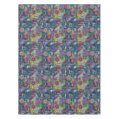 ネオン多彩な花のペイズリーパターン テーブルクロス (正面)