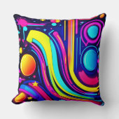ネオン夢：デジタルサイケデリックオデッセイ クッション (正面)