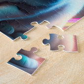 ネオン大きな猫レインボーカラフルカラー ジグソーパズル (側面)