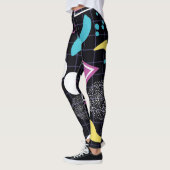 ネオン宇宙インスパイア幾何パターン レギンス (左)