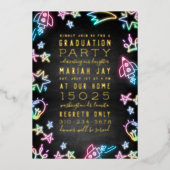 ネオン宇宙ドードルズ卒業パーティー招待状 箔招待状 (正面)