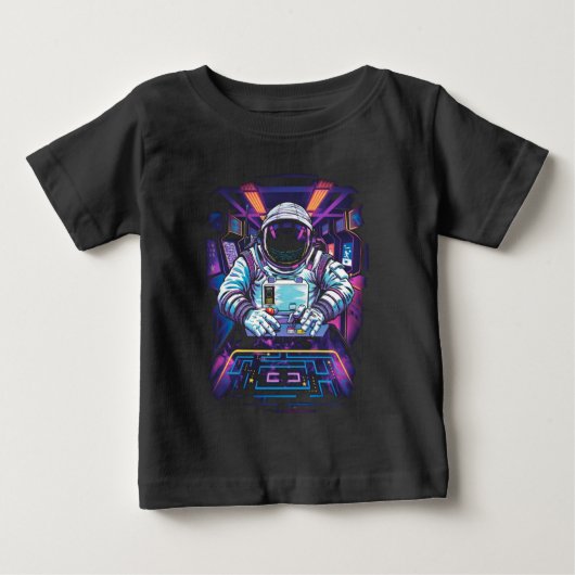 ネオン宇宙飛行士コズミックスペース探査グラフィック ベビーTシャツ (正面)