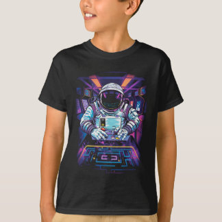 ネオン宇宙飛行士コズミックスペース探査グラフィック Tシャツ