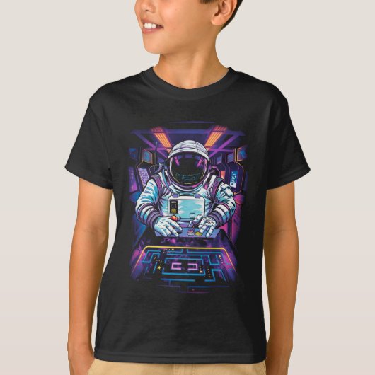 ネオン宇宙飛行士コズミックスペース探査グラフィック Tシャツ (正面)