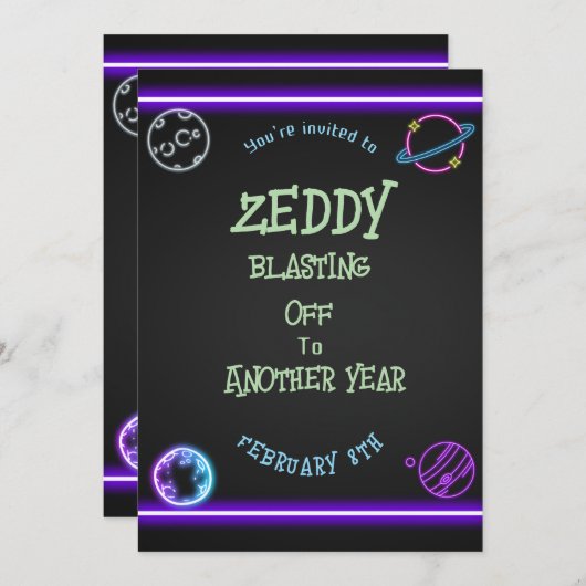 ネオン宇宙 招待状 (正面/裏面)