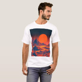 ネオン山脈を持つ合成波風景 Tシャツ (正面フル)