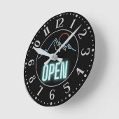 ネオン山間開放標識 ラウンド壁時計 (傾斜)