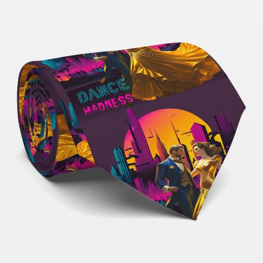 ネオン市の通りで踊る狂気カップル ネクタイ (ロール)