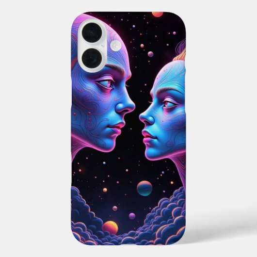 ネオン幽霊宇宙 – 青と紫のハロウィーン怖い Case-Mate iPhoneケース (裏面)