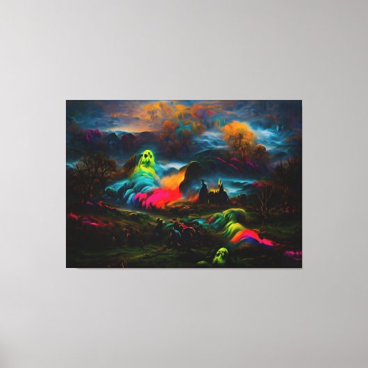 ネオン幽霊幽霊のよく出るファンタジー キャンバスプリント (正面)