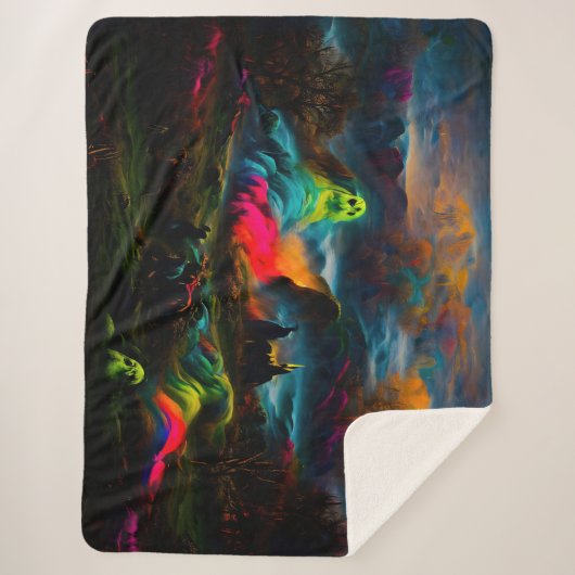 ネオン幽霊幽霊のよく出るファンタジー シェルパブランケット (正面)