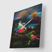 ネオン幽霊幽霊のよく出るファンタジー スクエア壁時計 (傾斜)