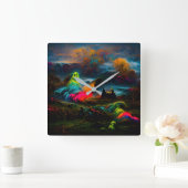 ネオン幽霊幽霊のよく出るファンタジー スクエア壁時計 (ホーム)