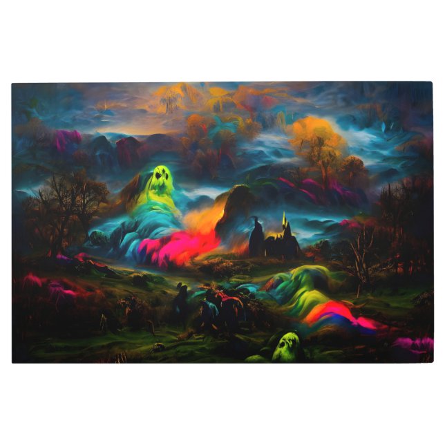 ネオン幽霊幽霊のよく出るファンタジー メタルプリント (正面)