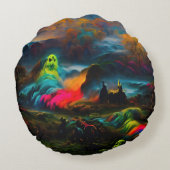 ネオン幽霊幽霊のよく出るファンタジー ラウンドクッション (裏面)