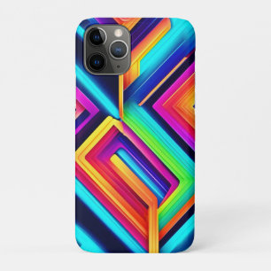ネオン幾何学抽象アート iPhone 11 PROケース