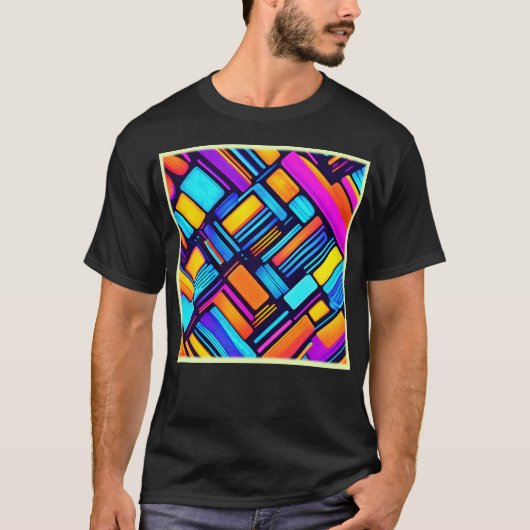 ネオン幾何学抽象芸術 Tシャツ (正面)