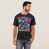 ネオン幾何学抽象芸術 Tシャツ (正面フル)