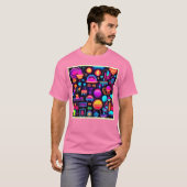 ネオン幾何学抽象 Tシャツ (正面フル)