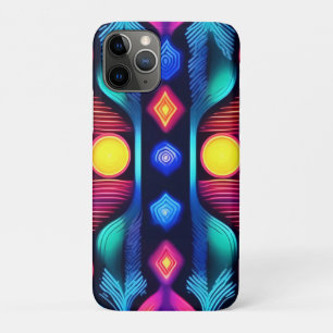 ネオン幾何学曼荼羅アート iPhone 11 PROケース
