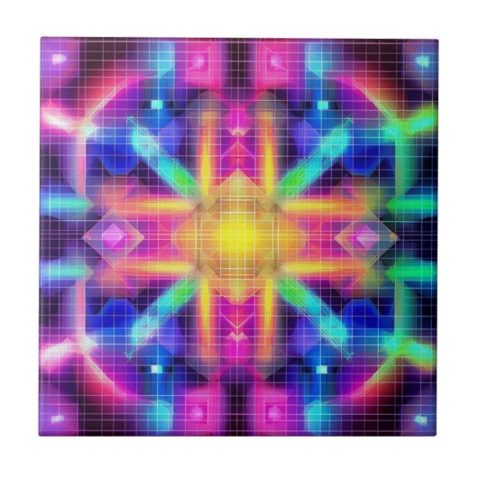 ネオン幾何学模様 タイル (正面)