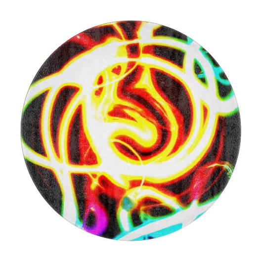 ネオン幾何学的アートデザインでニーズに対応 カッティングボード (正面)