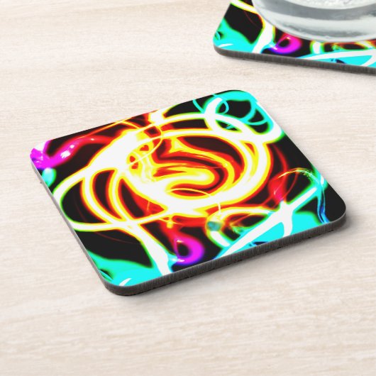 ネオン幾何学的アートデザインでニーズに対応 コースター (左側)