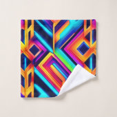 ネオン幾何学的抽象芸術アート バスタオルセット (ウォッシュタオル)