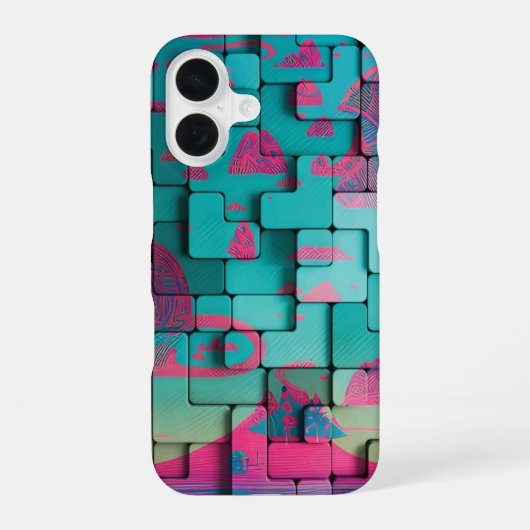 ネオン幾何学的抽象 iPhoneケース iPhone 16ケース (裏面)