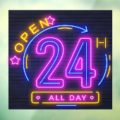 ネオン店オープン24時間窓にしがみつく ウィンドウサイン (シート3)