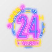 ネオン店24時間営業 ウィンドウサイン (シート)