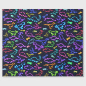 ネオン恐竜 ラッピングペーパー (フラット)