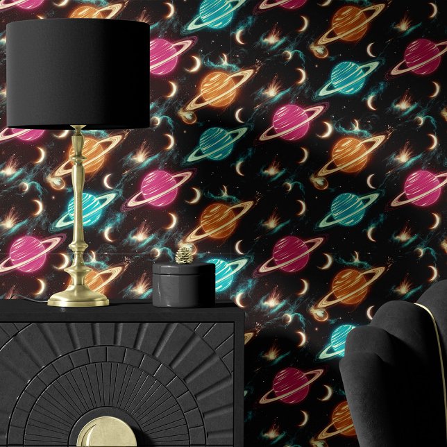 ネオン惑星と衛星銀河系 壁紙 (クリエイターアップロード済み)