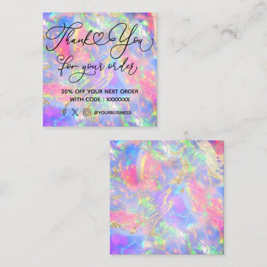 ネオン感謝していオプストーンご注文 スクエア名刺 (正面/裏面)