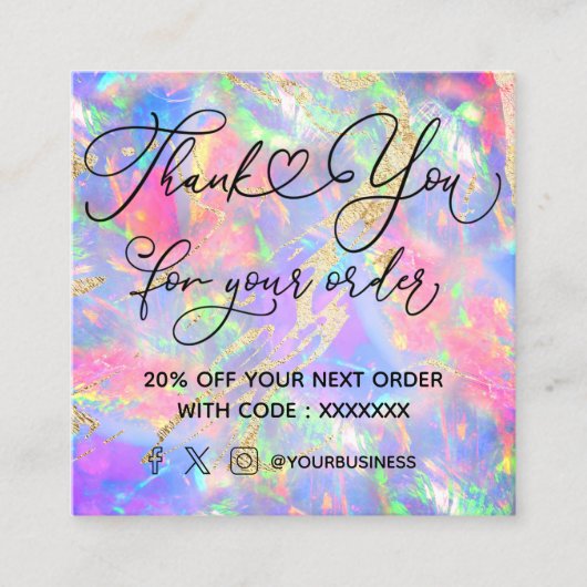 ネオン感謝していオプストーンご注文 スクエア名刺 (正面)