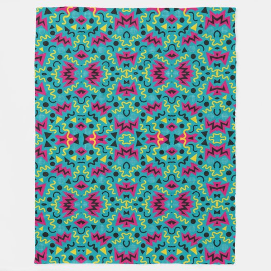 ネオン懐はっきりしたかしい： 90年代のリミックス フリースブランケット (正面)