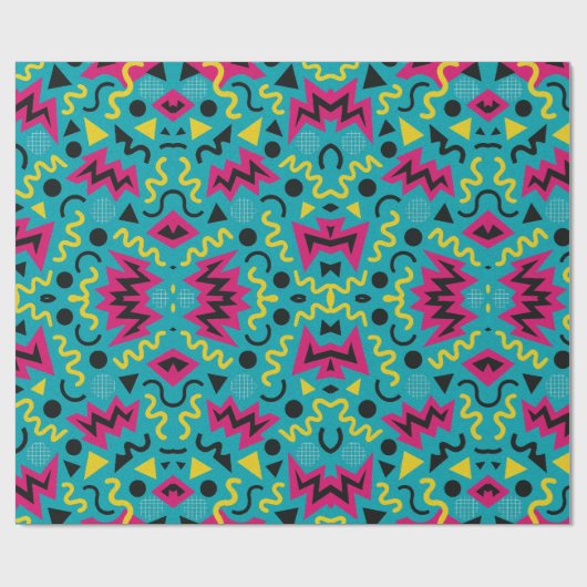 ネオン懐はっきりしたかしい： 90年代のリミックス ラッピングペーパー (フラット)